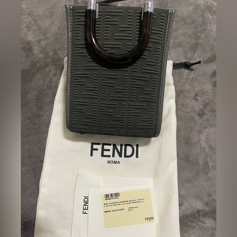 Fendi - Fabric Vitello Ceylon Plexiglass FF Mini Fendi Sunshine Shopper Tote